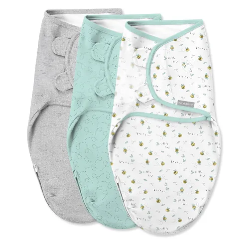 Vista 17 de SwaddleMe Manta original – Tamaño pequeño/mediano, 0-3 meses, paquete de 3 (corazones de bebé), fácil de usar, mantiene al bebé cómodo y seguro