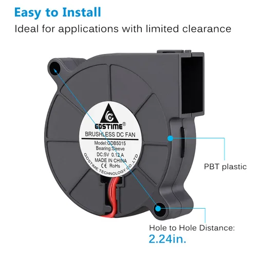 Vista 5 de GDSTIME Ventilador USB de 1.969 in con control de 3 velocidades 5015 5V Turbina Turbo Fan