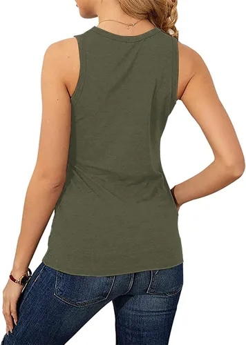 Vista 4 de Soesdemo Camiseta sin mangas para mujer, cuello en V, sin mangas, para verano, casual, ajuste holgado, negocios, bonita blusa básica floral