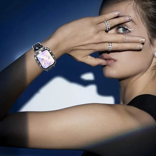 Vista 7 de KADES Pack de 3 Fundas Bling Compatibles con Apple Watch de 38mm con Diamantes Completos con Protector de Pantalla Incorporado para Apple Watch