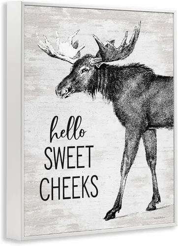 Vista 2 de Stupell Industries Hello Sweet Cheeks Divertido Humor Rústico Baño Alce
