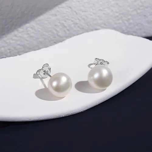 Vista 13 de YAMI Black/Grey/White Pearl Earrings, Real Cultured Pearl, 925 Sterling Silver Stud Earrings Plated with 18K Gold, Classic & Elegant Jewelry Gifts