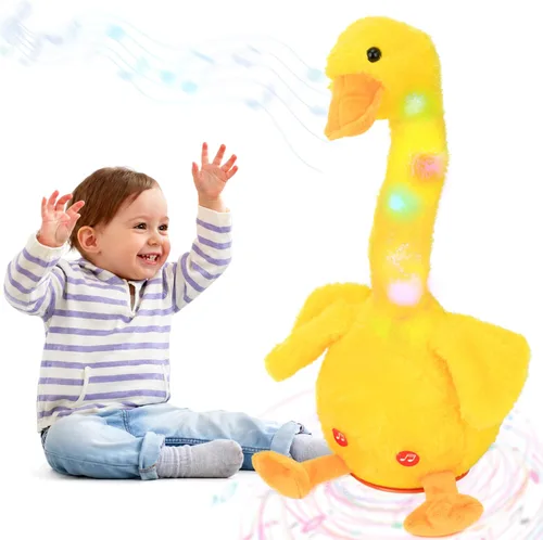 Vista 10 de Hopearl Dinosaurio bailarín brillante repite lo que dices – Talking T-Rex Wriggle Singing Mimicking Twisting Light Up Juguete de peluche animado