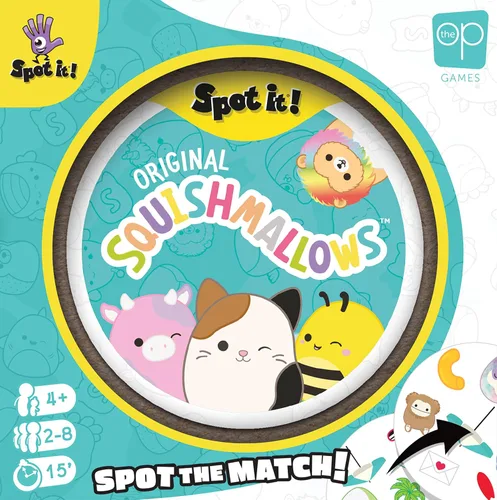 Vista 5 de Spot It! Squishmallows - Divertido juego de cartas para niños y adultos Con Mila, el elefante o Cailey, el cangrejo rosa y más Juego