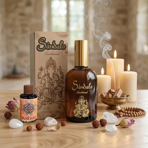 Vista 2 de Perfume Sándalo Concentrado (4.1 fl oz) + Esencia Regalo (0.5 fl oz) – Éxito, Protección y Magnetismo