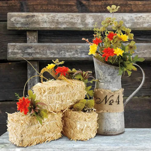 Vista 8 de FloraCraft Pacas decorativas de paja de 2.5 x 2.5 x 5 pulgadas, natural