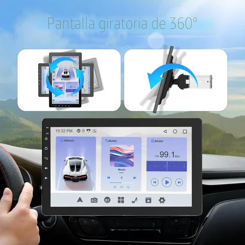Vista 2 de Haudio Estéreo DIN para automóvil con pantalla táctil IPS giratoria de 10.1 pulgadas, CarPlay inalámbrico y Android Auto, Android 13, 2GB+32GB