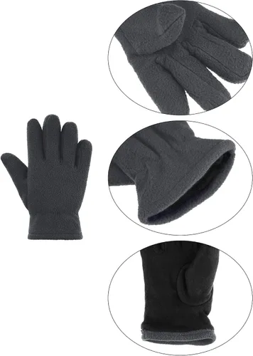 Vista 3 de SATINIOR 3 pares de guantes de invierno de forro polar para niños, guantes de dedos completos cálidos para niños y niñas, suministros de actividades