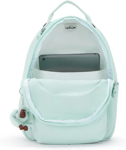 Vista 37 de Kipling Mochila pequeña Seoul para mujer, duradera, correas acolchadas para el hombro con funda para tableta, bolsa, Firma Emb, Mochila para tableta