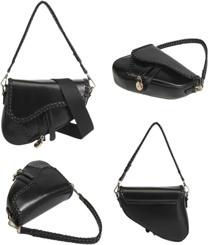 Vista 4 de PURFANREE Bolso de hombro de moda para mujer, bolso de mano para axilas, bolso cruzado Negro