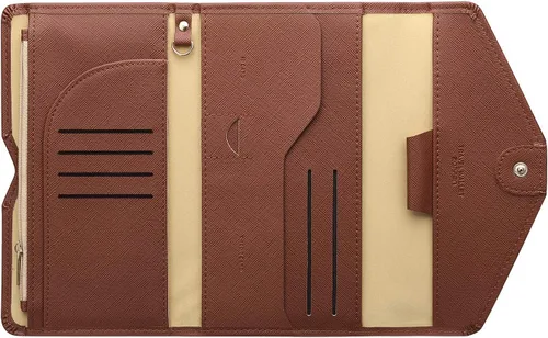 Vista 8 de Zoppen - Billetera de viaje con bloqueo RFID multiusos (Ver.4) Portatarjetas de pasaporte y vacunas, organizador de documentos de tres pliegues