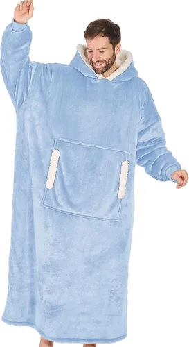 Vista 31 de yescool - Cobija con capucha, sudadera de franela de forro polar sherpa para adultos, mujeres y hombres, talla única