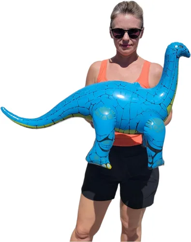 Vista 6 de Surtido inflable de dinosaurios coloridos (alrededor de 24 pulgadas) de Apatosaurio inflable para fiesta, pterodáctilo, raptor, T-Rex, triceratops
