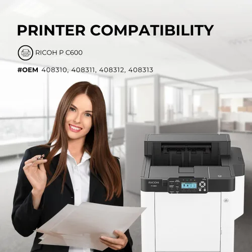 Vista 3 de Toner Pros (TM - Cartucho de tóner compatible con 408310, 408311, 408312, 408313 para impresora Ricoh P C600 (paquete de 4 colores) - Negro 18,000