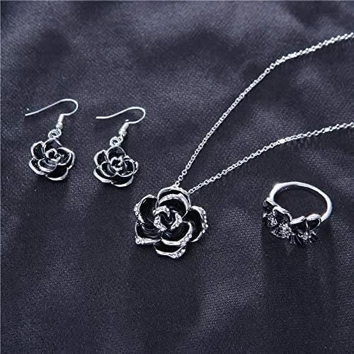 Vista 3 de Collar para mujer, pendiente, plata colgante, collar de cadena para mujer, aretes para fiesta, boda, conjunto de joyas de amor, práctico y útil