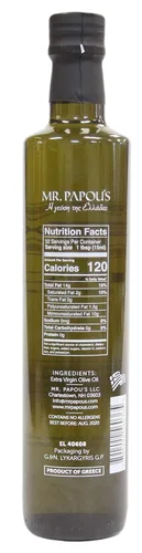 Vista 5 de Mr. Papou's Auténtico aceite de oliva virgen extra griego, rico en polifenoles, primer prensado en frío, propiedad familiar, región única, favorito