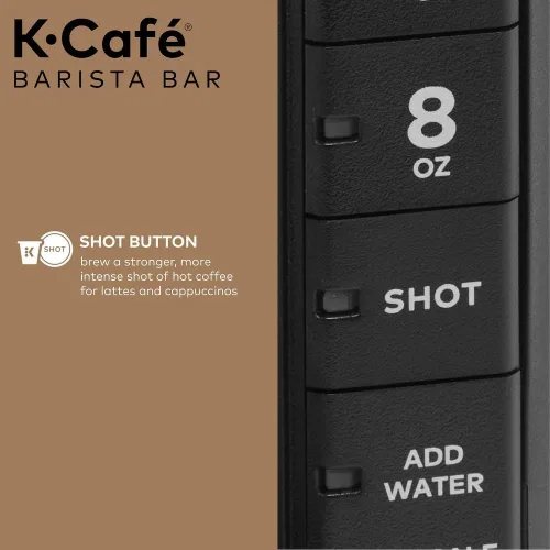 Vista 3 de Keurig K-Café Barista Bar Cafetera de una sola porción, con 3 tamaños de preparación, capacidades de preparación caliente y fría, botón de chupito