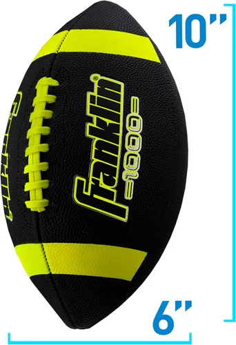 Vista 6 de Franklin Sports Youth + Adult Footballs - Extra Grip 1000 Official Size, Junior + Pee Wee Kids - 1 + 12 Packs Negro/Óptico