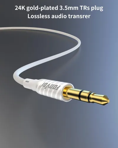 Vista 4 de Cable AUX, cable auxiliar de audio de 0.138 in para automóvil, trenzado de 0.138 in macho a macho, cable estéreo, compatible con: auriculares