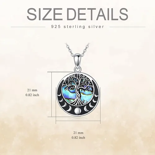 Vista 17 de ONEFINITY Collar de plata de ley 925 con diseño de árbol de la vida con colgante de nudo celta de concha de abulón para mujer