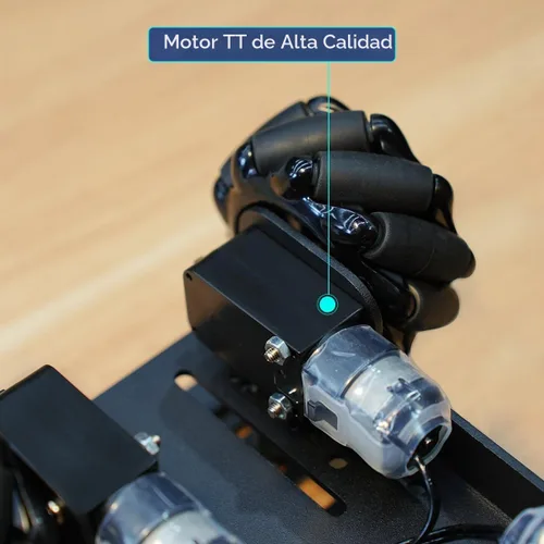 Vista 3 de LewanSoul Mecanum - Kit de chasis de robot para automóvil con rueda omnidireccional de 360°, marco de aleación de aluminio, motor TT, ruedas