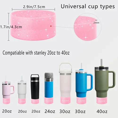 Vista 6 de Protector personalizado de silicona para bota Stanley Quencher Adventure de 40 onzas, 30 onzas, vaso IceFlow de 20 onzas y 30 onzas, accesorios