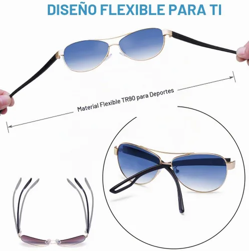 Vista 6 de CARFIA Aviator Polarized Sunglasses for Women UV400 Protection CA3210 Lente degradado azul