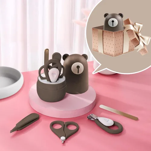 Vista 5 de Juego de cortaúñas para bebés, conjunto de manicura para bebés y pedicura con estuche lindo. Set de regalo para recién nacidos, bebés y niños