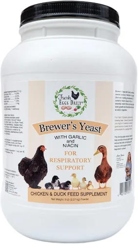 Vista 8 de Fresh Eggs Daily Polvo de levadura Brewers con ajo y niacina para rebaños de pollo y pato, adecuado para pollitos jóvenes y patitos, apoya