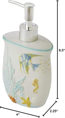 Vista 7 de SKL Home Dispensador de jabón de acuarela oceánica, multicolor