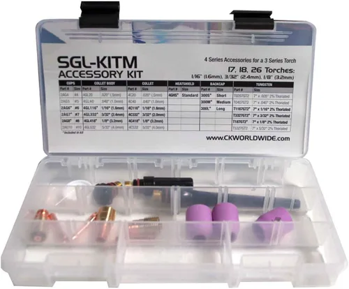 Vista 2 de CK SGL-KITM Kit de accesorios TIG, lente de gas rechoncho, 4GL, 1/16, 3/32, 1/8