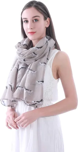 Vista 2 de Bufanda ligera con estampado de perro Golden Retriever para mujer