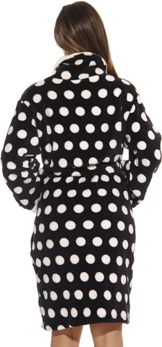 Vista 3 de Just Love bata corte sherpa de plush para mujeres, con lunares