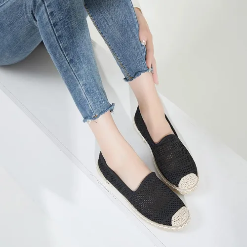 Vista 6 de BABUDOG Zapatos planos de malla transpirable para mujer, mocasines suaves, mocasines blancos sin cordones