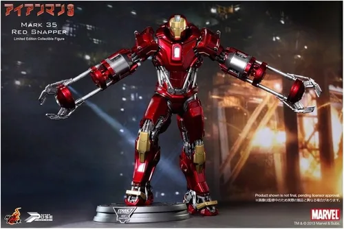 Vista 2 de Hot Toys Iron Man 3 Película 1/6 Escala Power Pose Figura Iron Man Mark 35 Red Snapper