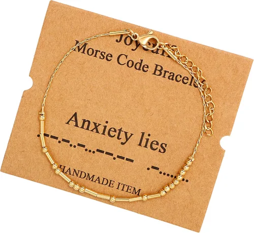 Vista 63 de JoycuFF Pulseras inspiradoras de código morse para mujeres, cuentas de plata, joyería con mantra de motivación, regalos para ella