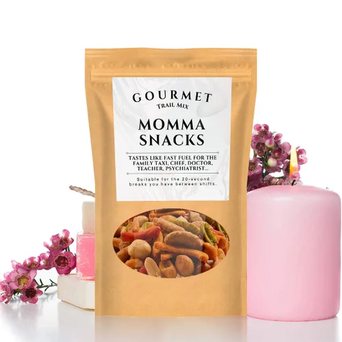 Vista 6 de Kepperton Momma Snacks Trail Mix – Mezcla crujiente sazonada gourmet, regalo de comida divertida de elefante blanco, regalos de broma para el día