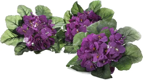 Vista 2 de 6 arbustos de violeta africana morada: tallos artificiales de flores de Polysilk Morado