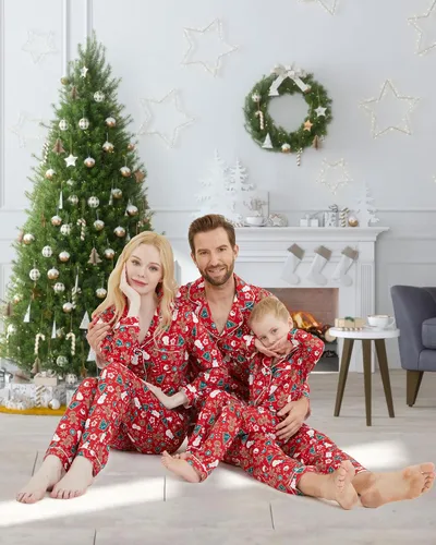 Vista 3 de DAUGHTER QUEEN Pijamas de Navidad para la familia, niños de 6 a 15 años, tallas de adultos S-XXL