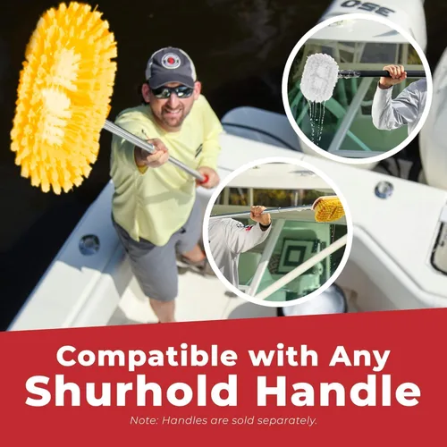 Vista 6 de Shurhold Classic Deck Brush – Boat Cleaning Brush with Wood Block, Rubber Bumper & Durable Bristle Design