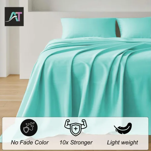 Vista 7 de AMAY Sábanas de 500 hilos 100% algodón egipcio tamaño individual, sábanas para cama de tamaño individual, algodón de fibra extra larga, calidad