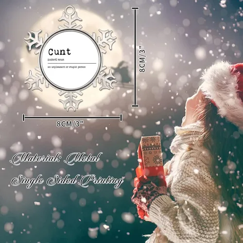 Vista 2 de Definición de sustantivo coño adorno colgante para árbol de Navidad, definición de coño, copo de nieve, adorno de árbol de Navidad, recuerdo