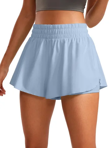 Vista 15 de CRZ YOGA Pantalones cortos de correr 2 en 1 para mujer, cintura alta, secado rápido, para atletismo, gimnasio, descanso, entrenamiento, lindas