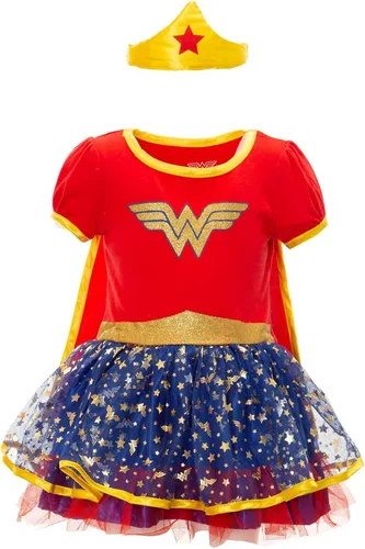 Vista 3 de DC Comics - Vestido de disfraz de tul para mujer y niña de la Liga de la Justicia de la Justicia conjunto de 3 piezas para bebés a niños grandes