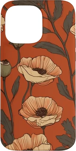 Vista 21 de iPhone 16 Floral Pattern Poppies Terracotta Poppy Flower Case