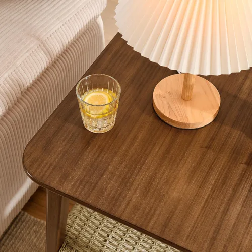 Vista 6 de Moderna mesa auxiliar de madera de 23 pulgadas, mesa auxiliar de noche, mesa de sofá, mesita de noche para dormitorio, sala de estar, sala