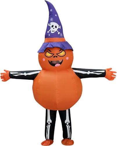 Vista 2 de Disfraz de calabaza inflable de Halloween para adultos, 9.6 pies de alto, talla grande, disfraces de Halloween grandes y altos para mujeres
