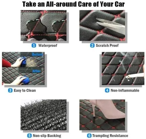Vista 7 de Alfombrillas personalizadas para el piso del automóvil, se ajusta al 98% de los sedán, SUV, deportivos, protectores de cuero impermeables, alfombras