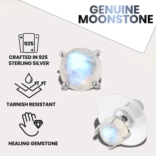 Vista 4 de Birthstone Stud Earrings for Women 925 Sterling Silver Gemstone Jewelry Anniversary Birthday Christmas Gifts for Women