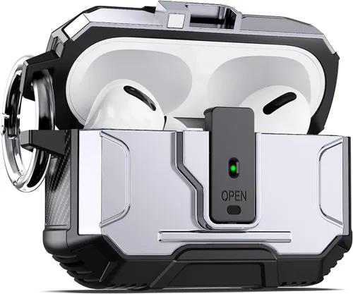 Vista 18 de DASFOND - Funda de armadura para AirPods de 2ª y 1ª generación, carcasa de cuerpo completo de grado militar a prueba de golpes, soporte de carga